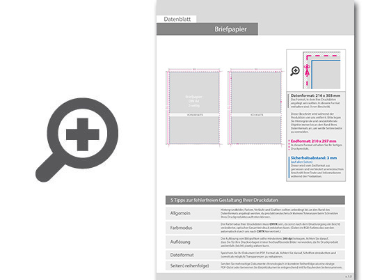 Product Bild briefpapier_din_a4_4_1_farbig_mit_einseitigem_partiellem_uv-lack__(vorderseite__farbig_+_uv-lack_als_sonderfarbe___r__ckseite__schwarzwei__)